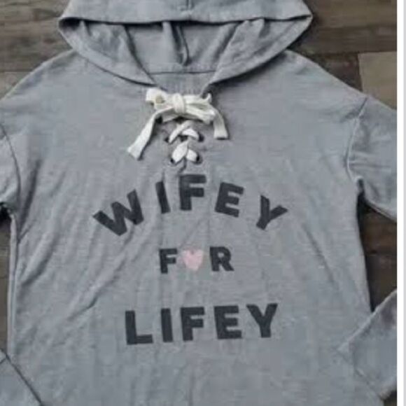 LOVE & CHERISH "WIFEY FOR LIFEY" HOODED SWEATSHIRT- SIZE S - Picture 3 of 4